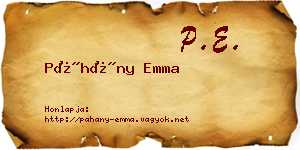 Páhány Emma névjegykártya
